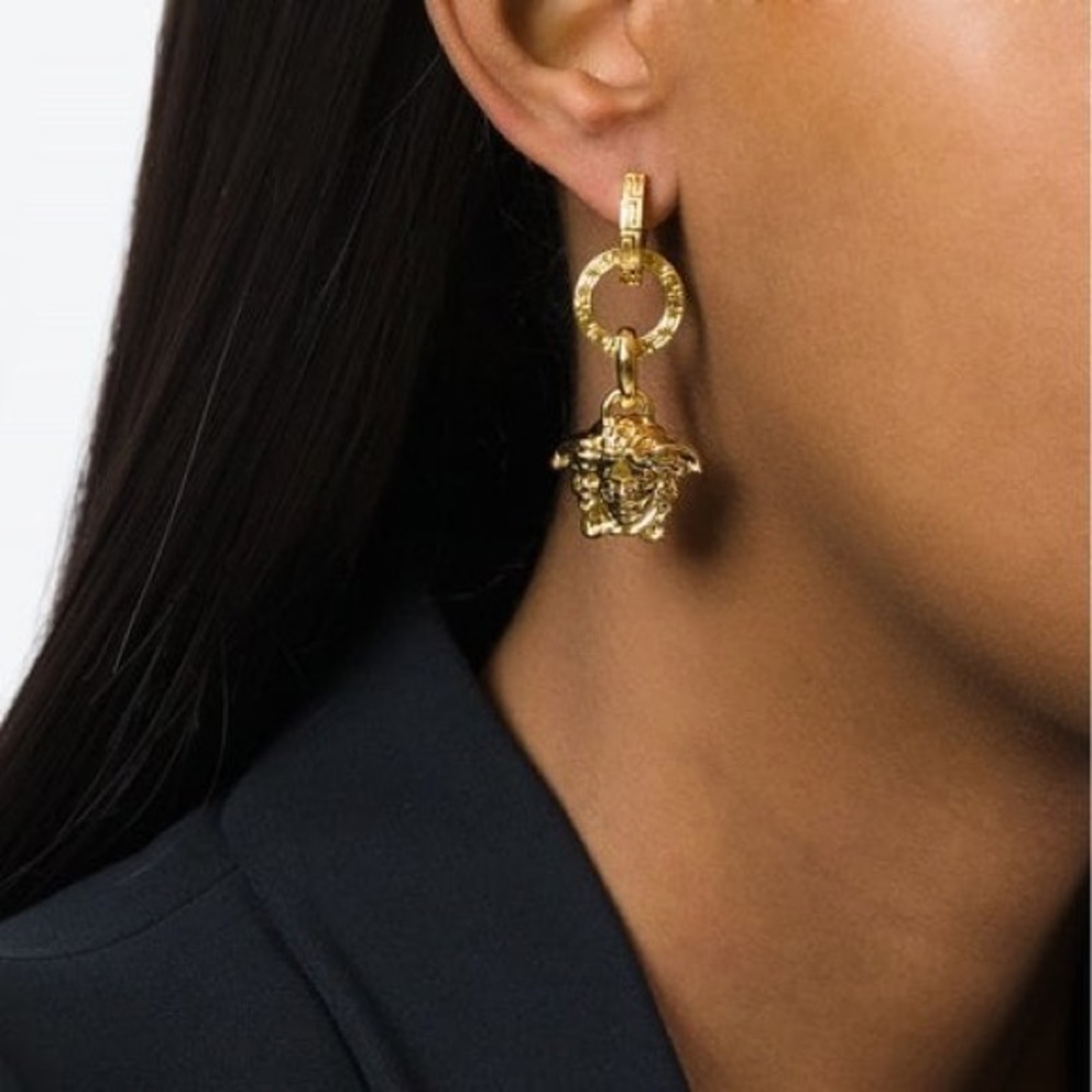 Versace Medusa Head Drop Earrings NWT - Picture 2 of 8